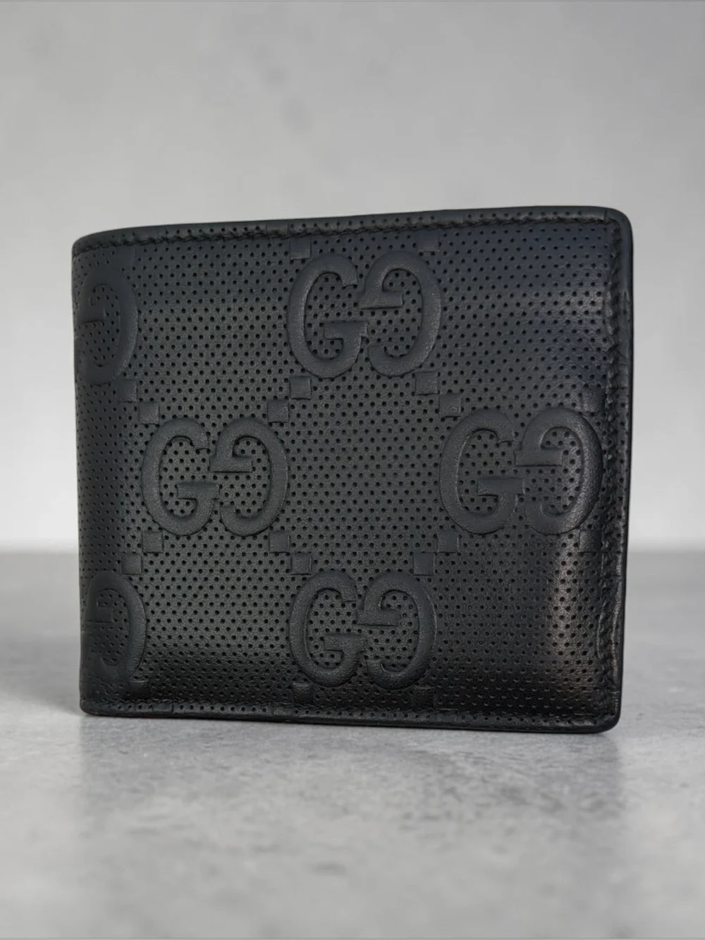 Gucci Black Perforated GG Leather Wallet